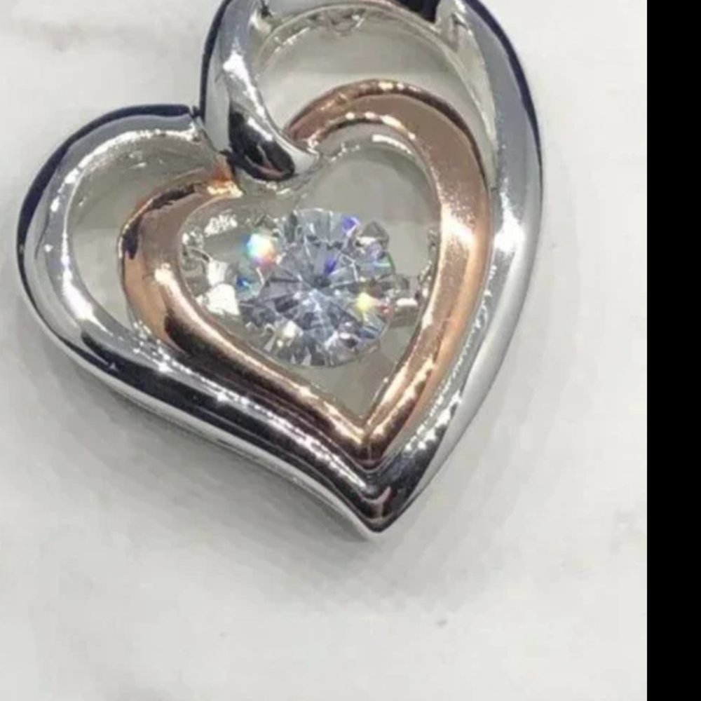 Floating DiamonLuxe 9/10 Ct Simulated Diamond Two Tone Floating Heart NECKLACE